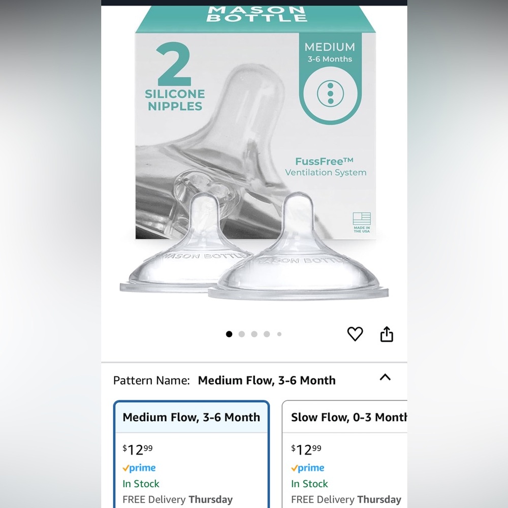 Mason Bottle Silicone Nipples Medium Flow